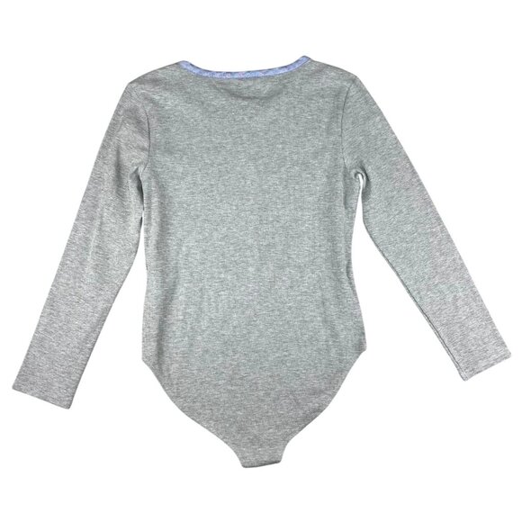 Tommy Hilfiger Womens Grey Long-Sleeve Bodysuit With Striped Button Detail Large - Picture 2 of 13
